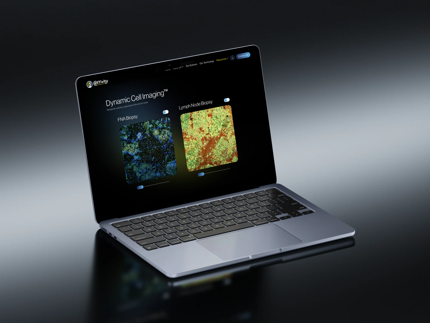 Celltivity clinical imaging comparison on a laptop mockup