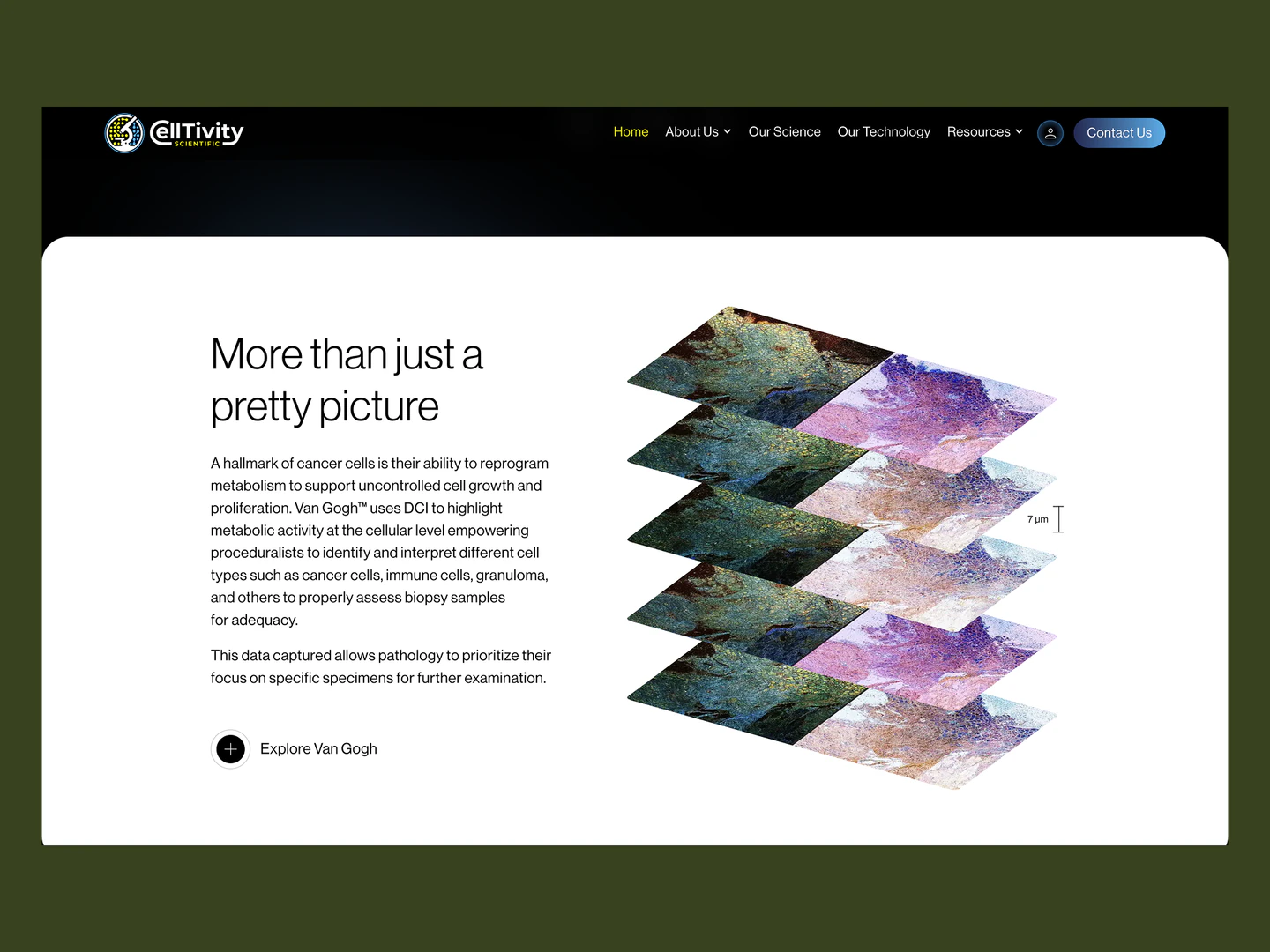Celltivity desktop technology overview with layered cell imagery