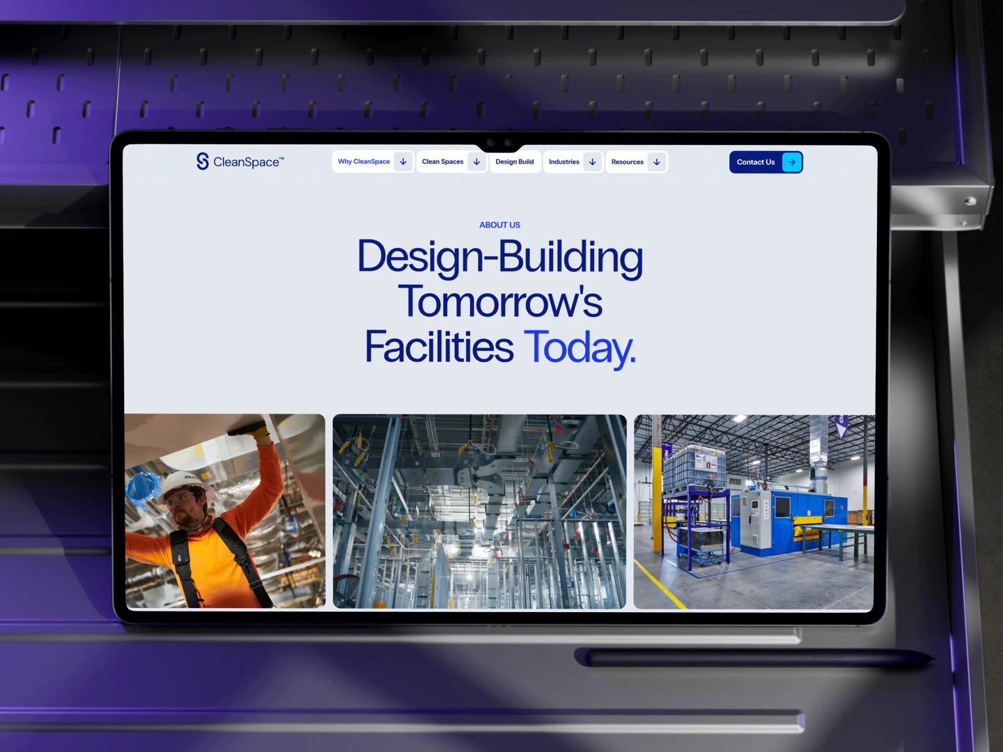 CleanSpace company overview with facility and construction imagery