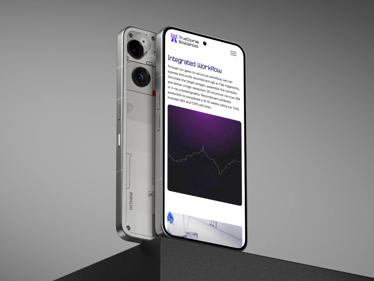 TrueCourse Biosciences integrated workflow displayed on a phone